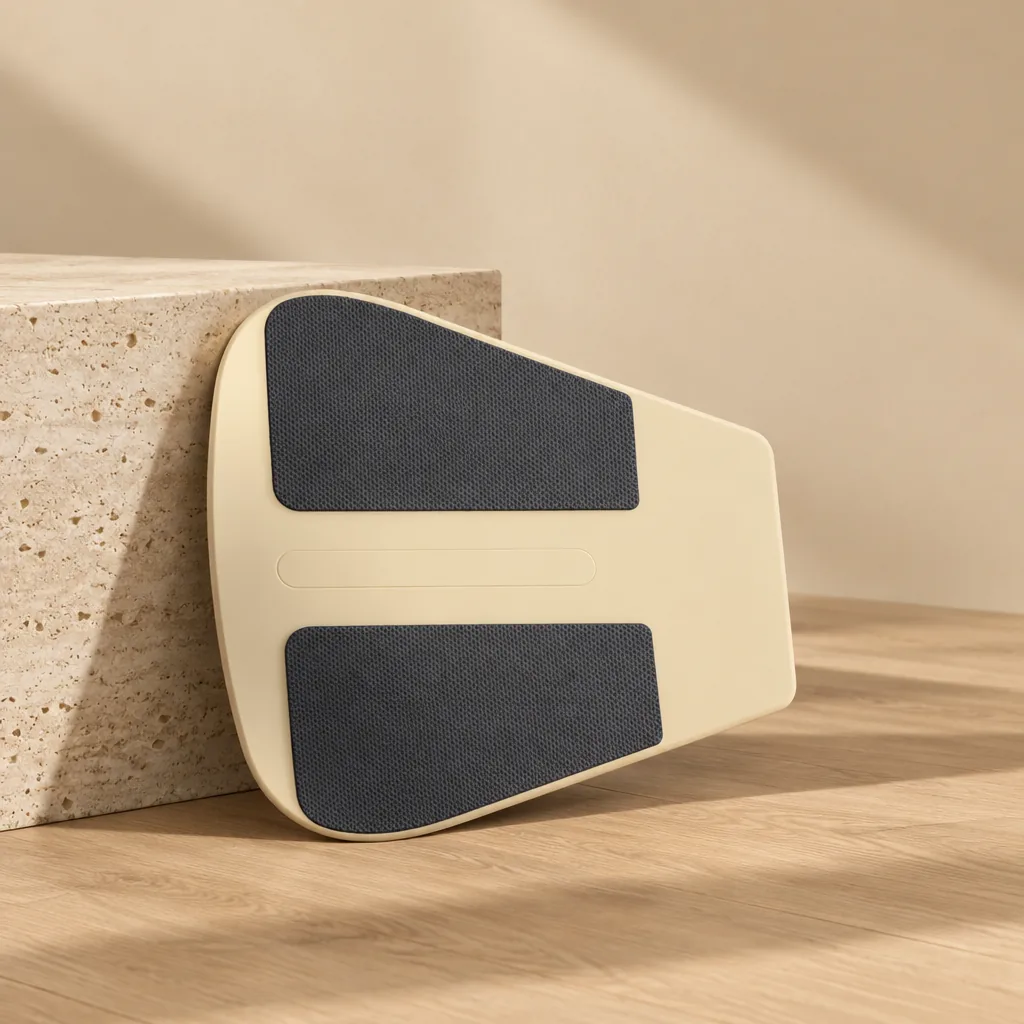 Ab board leaning on a travertine block